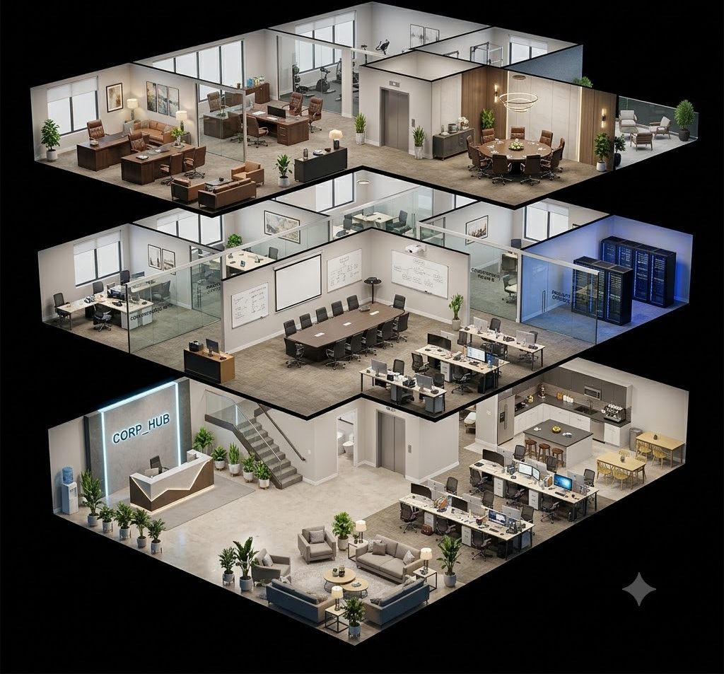 3D dollhouse view of a virtual tour